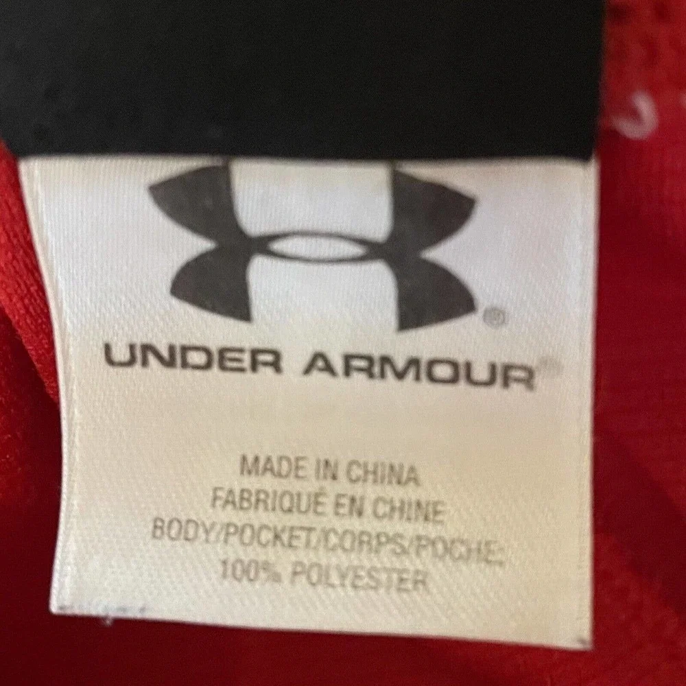 Under Armour Medium Athletic Shorts Red Pockets Elastic Waist Mesh Fitne… - Picture 5 of 7